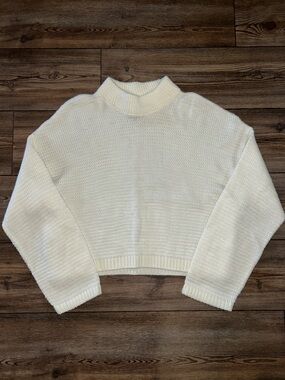 Express Cream Mock Neck Cropped Sweater